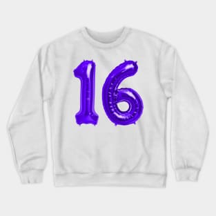 Purple 16th Birthday Metallic Helium Balloons Numbers Crewneck Sweatshirt